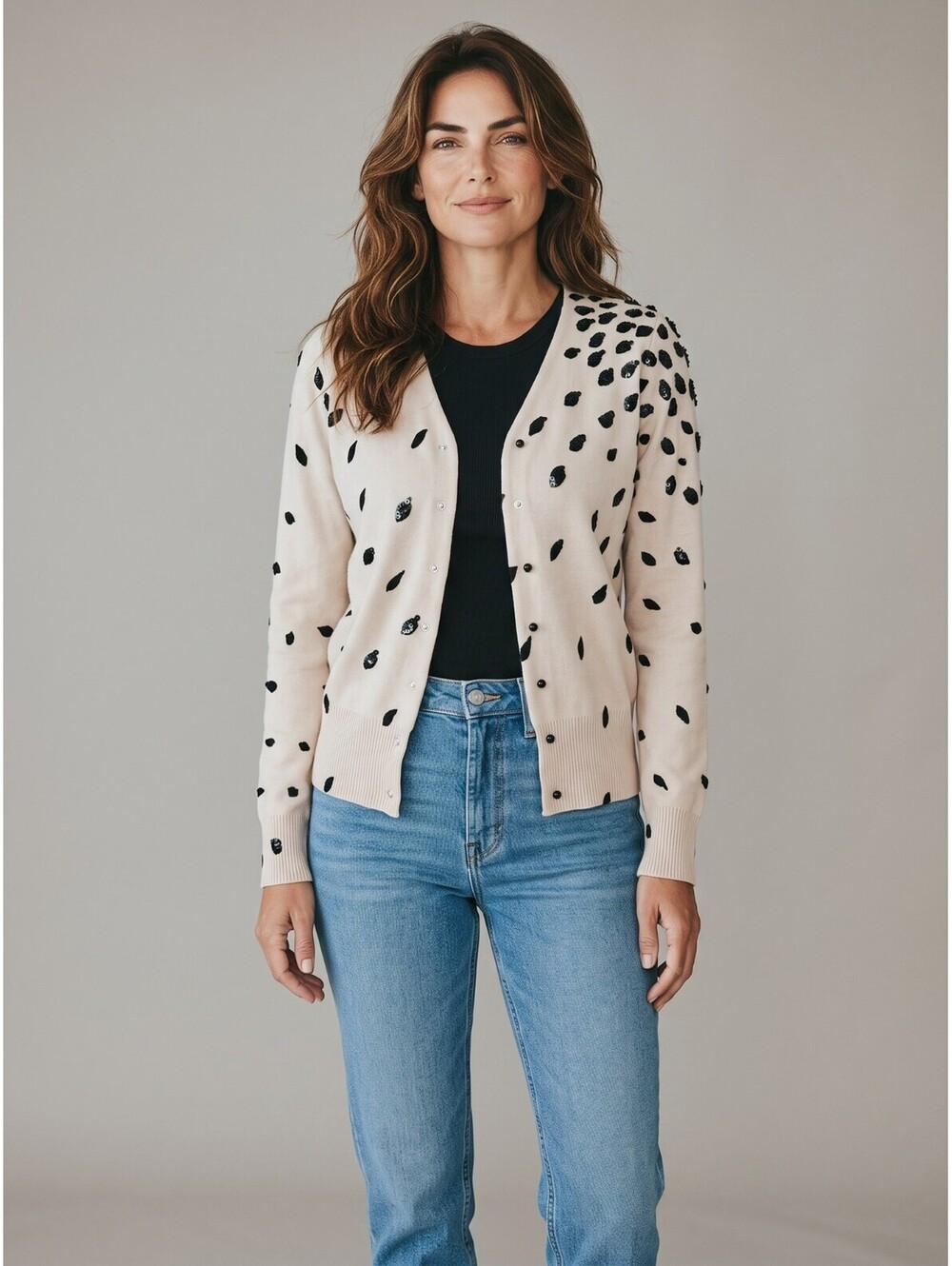 Tracy Reese NWT Cotton Spandex Cardigan-Small-Cream & Black